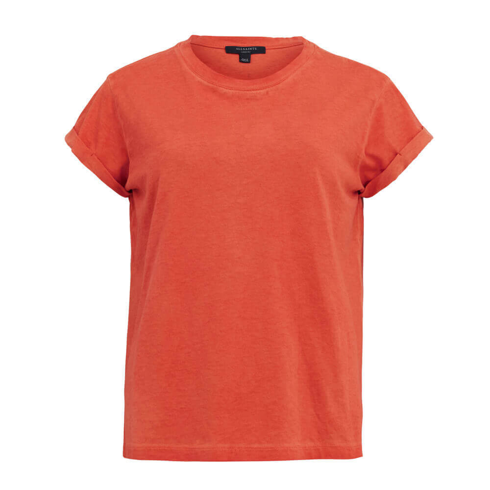 AllSaints Anna Burnt Orange Crew Neck Short Sleeve T-Shirt